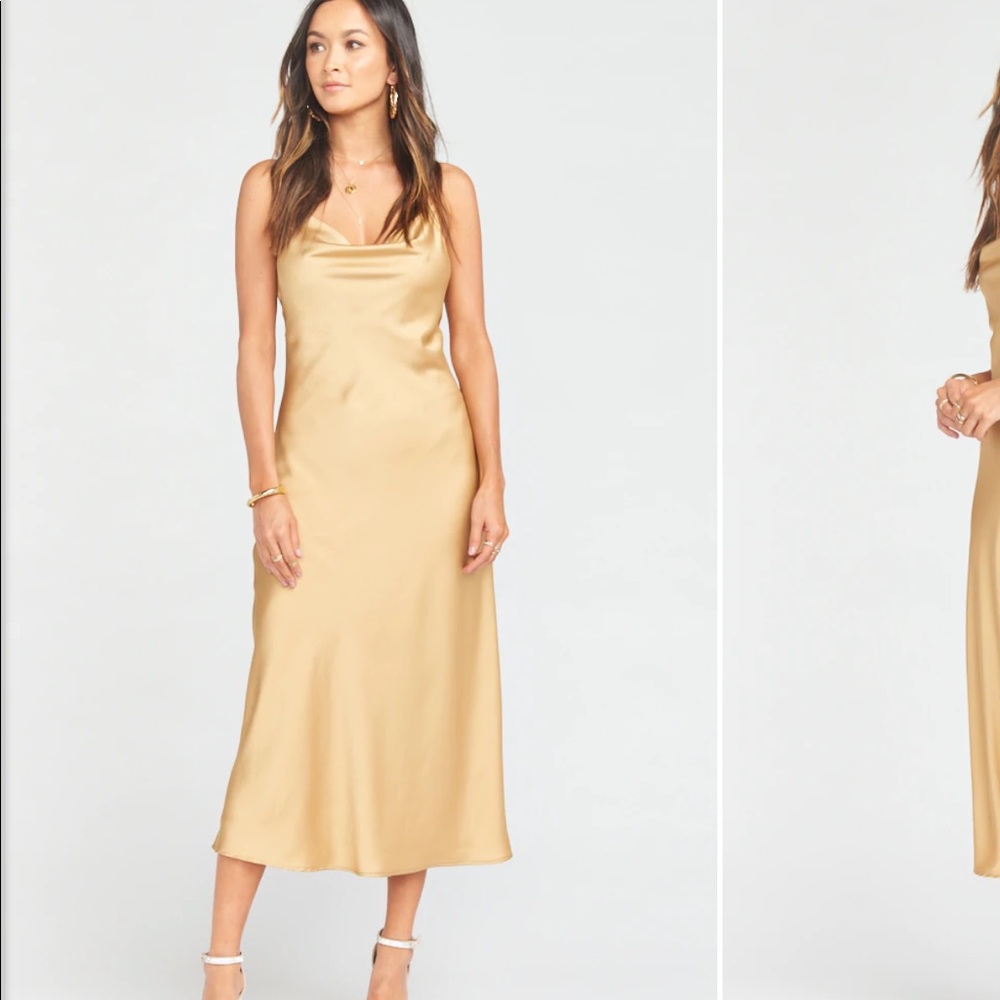 Verona Cowl Dress- True Gold Luxe Satin